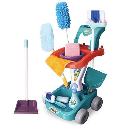 JOYIN Kids Toddler Pretend Play Housekeeping Cart Cleaning Toy Set for Kids and Toddler