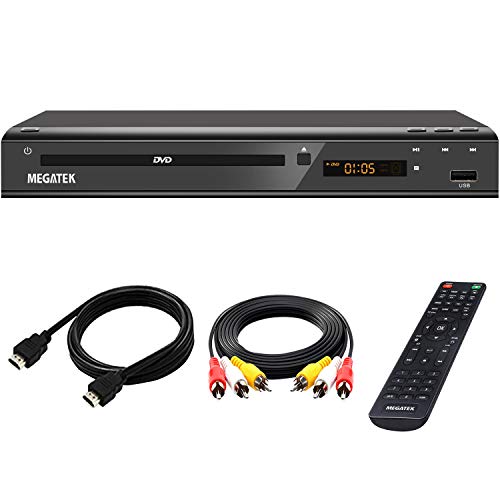 DVD Player, Megatek DVD Player for TV with HDMI Output Full HD 1080p Upscaling, Supports Multi Region Free DVDs & All Formats, USB Port, Premium Metal Casing, Compact Design, with Remote & HDMI Cable