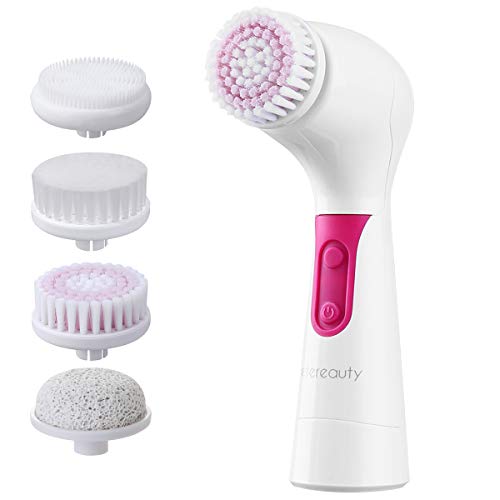 ETEREAUTY Facial Brush, Waterproof Facial Cleansing Brush 4-in-1 Set for Gentle Exfoliation and Deep Scrubbing