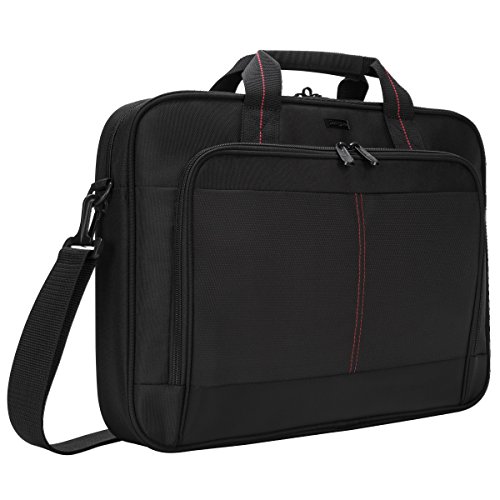 Targus Classic Slim Briefcase with Crossbody Shoulder Bag Design for the Business Professional Travel Commuter and Laptop Protection fits up to 16-Inch Laptops, Black (TCT027US)