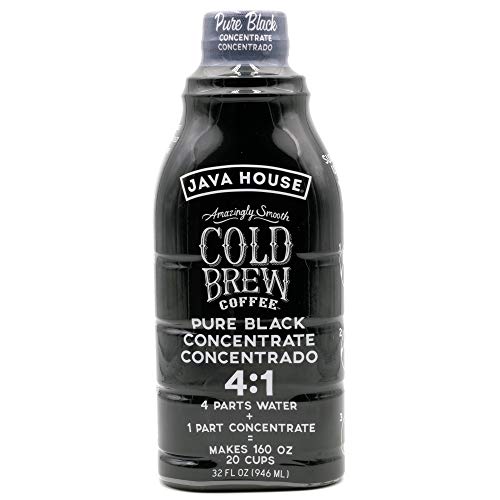 JAVA HOUSE Cold Brew Coffee, Colombian 4:1 Liquid Concentrate, 32 Ounce Bottle