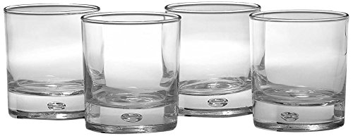 Circleware Air Bubble Heavy Base Whiskey Glass Drinking Glasses, Set of 4, Entertainment Dinnerware Glassware for Water, Juice, Beer Bar Liquor Dining Decor Beverage Cups Gifts, 10 oz, Oslo DOF