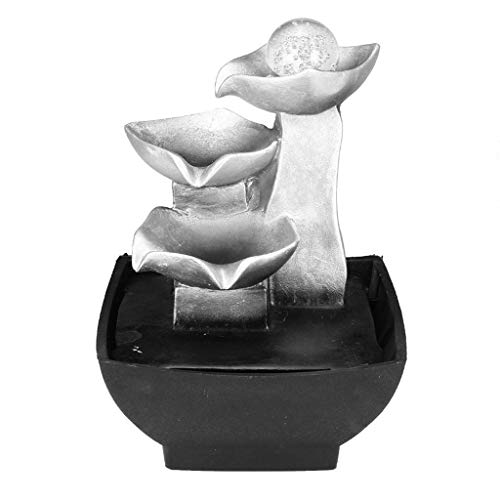 Indoor Desktop Fountain Indoor Fountain Table fountain Feng Shui Mountain Desktop Table Ornaments Crafts Home Decoration Accessories Landscape Bonsai Relax Fountain Tabletop ( Color : Black+Silver )