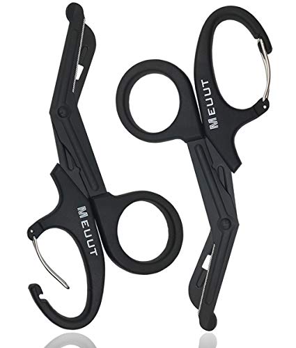 2 Pack Medical Scissors with Carabiner-7.5' Bandage Shears, Premium Quality Fluoride-Coated with Non-Stick Blades Stainless Steel EMT Scissors