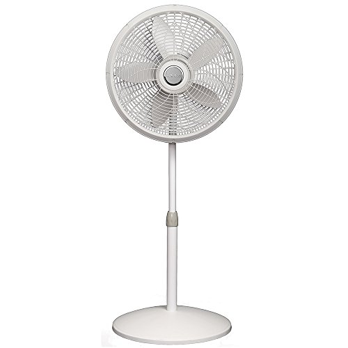 Lasko 1820 18″ Elegance & Performance Adjustable Pedestal Fan, White - Features Oscillating Movement Tilt-back Fan Head