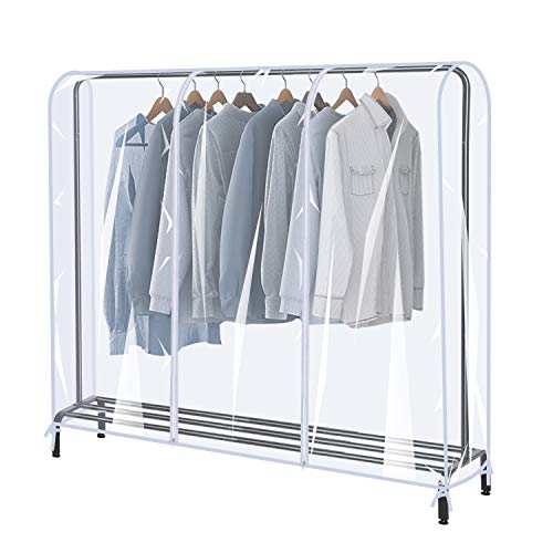 SIWUTIAO Garment Rack Cover,4Ft Transparent PEVA Clothing Rack Cover, Clear Clothes dustproof Waterproof Cover