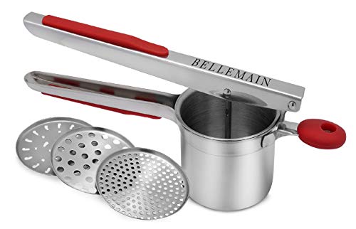 Top Rated Bellemain Stainless Steel Potato Ricer with 3 Interchangeable Fineness Discs-Full 2-Year Warranty