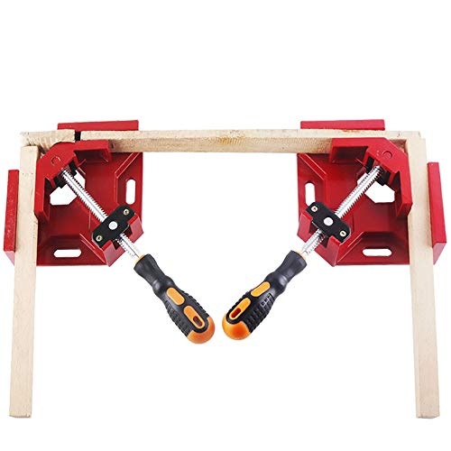 Right Angle Clamps 90 Degree Corner Clamp Holder Tools with Adjustable Swing Jaw for Woodworking Welding Doweling Engineering Welder Carpenter Photo Framing (Passion Red - 2Pack)
