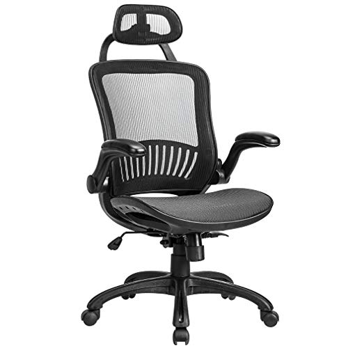 Office Chair Desk Chair Computer Chair Ergonomic Rolling Swivel Mesh Chair Lumbar Support Headrest Flip-up Arms High Back Adjustable Chair for Women& Men,Black