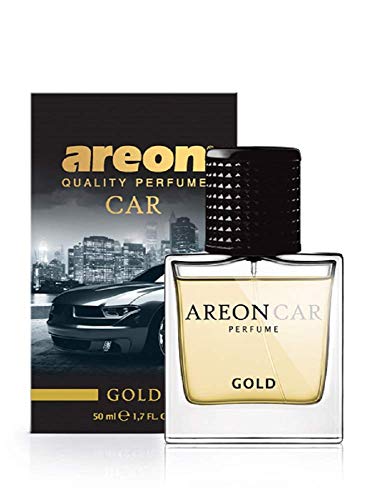 AREON Car Perfume 1.7 Fl Oz. (50ml) Glass Bottle Air Freshener, Gold