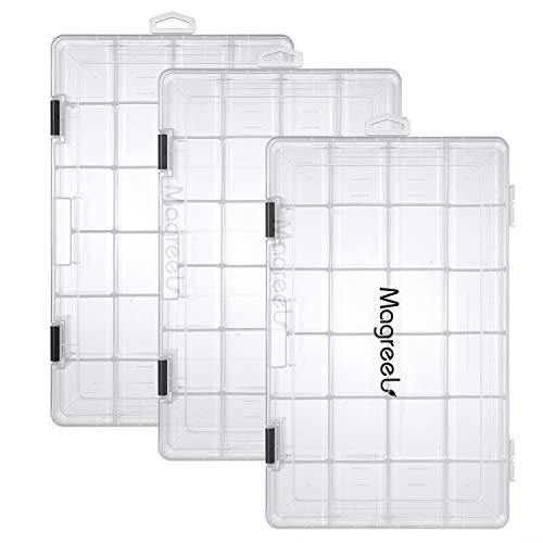 Magreel Fishing Tackle Boxes, Transparent Fish Tackle Storage with Adjustable Dividers, Waterproof Plastic Box Organizer 3600/3700 Tackle Trays, 1 Pack /3 Packs