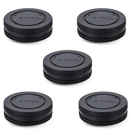 5 Pack Body Cap and Rear Lens Cap Cover Kit for Sony Alpha and NEX Series E-Mount Camera & Lens for Sony A7 A7II A7III A7S A7SII A7R A7RII A7RIII A7RIV A6600 A6500 A6400 A6300 A6100 A6000 A5100 A5000