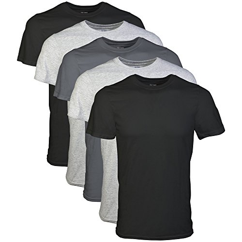 Gildan Men's Crew T-Shirt Multipack, Assorted Black/Grey (5 Pack), Medium