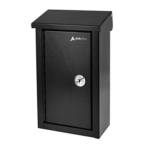 AdirOffice Outdoor Large Key Drop Box - Commercial Grade Heavy-Duty Storage Box - Safe & Secure Parcel & Packages - for Home & Business Use (Black)