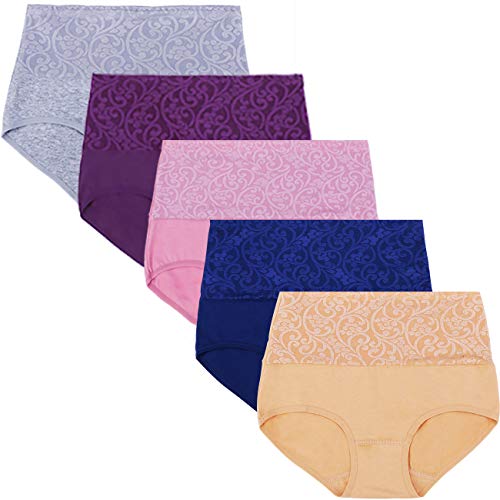 Senllori Women High Waisted Cotton Underwear Tummy Control Briefs Ladies Soft Full Coverage Panties Multipack