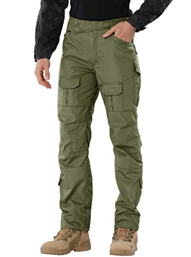 TRGPSG Men's Scratch-Resistant Military Combat Tactical Pants,Outdoor Hiking Work BDU Cargo Pants Workwear with 10 Pockets WG4F ArmyGreen 32