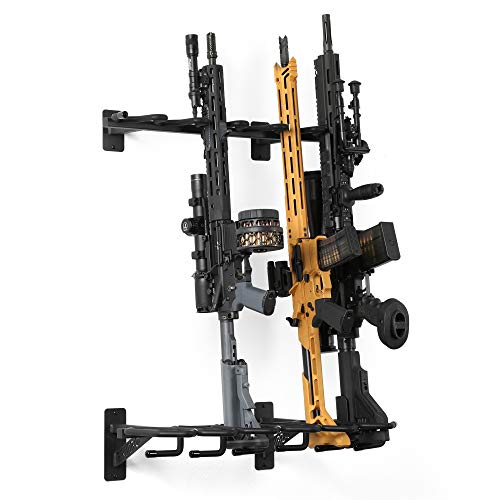 Savior Equipment Wall-Mount Rifle Rack Tactical Shotgun Carbine Firearm Free-Standing Gun Display Indoor Storage Rack - Heavy Duty Steel, 6-Slot Holds up to 150 Lbs