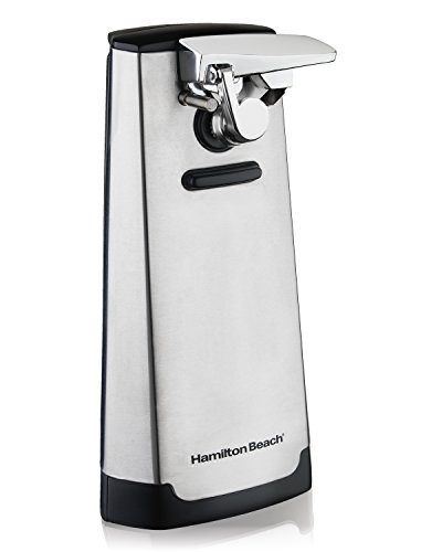 Hamilton Beach Electric Automatic Can Opener with Knife Sharpener, Easy-Clean Detachable Cutting Lever, Cord Storage, Brushed Stainless Steel