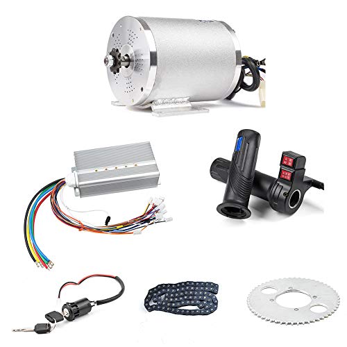 BLDC 72V 3000W Brushless Motor Kit with 24 Mosfet 50A Controller and Throttle for Electric Scooter E Bike Engine Motorcycle DIY Part Conversion Kit (6 Part in 1 and Motor with Foot)