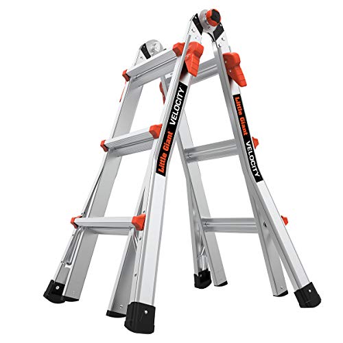 Little Giant Ladders, Velocity with Wheels, M13, 13 Ft, Multi-Position Ladder, Aluminum, Type 1A, 300 lbs weight rating, (15413-001)