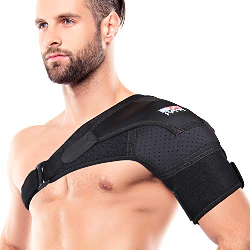 Shoulder Brace for Men and Women [2020 Version] Rotator Cuff - for Bursitis, Dislocated AC Joint, Labrum Tear, Tendonitis,Neoprene Compression Support Sleeve (Black, L-XL)