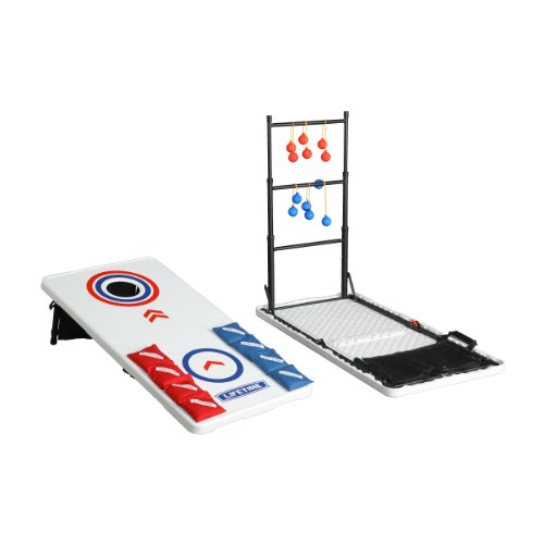 Lifetime Heavy Duty Outdoor Cornhole, Ladderball Game and Table Combo Set