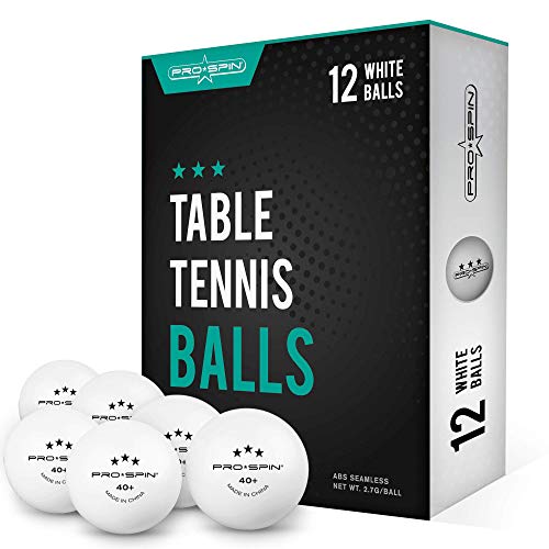 PRO SPIN Ping Pong Balls - White 3-Star 40+ Table Tennis Balls (Pack of 12) | High-Performance ABS Training Balls | Ultimate Durability for Indoor/Outdoor Ping Pong Tables, Competitions, Games