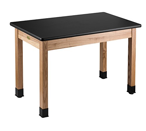 National Public Seating High Pressure Laminate Top Science Lab Table, 54'L X 30'H, Black Top and Ashwood Legs