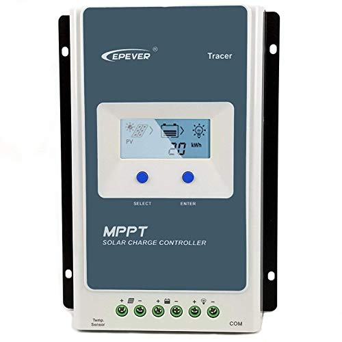 EPEVER 40A MPPT Charge Controller, Solar Panel Charge Controller Mppt 100V PV Input Negative Grounded Solar Regulator 12V/24V Auto with LCD Display for Gel Sealed Flooded Lithium Battery