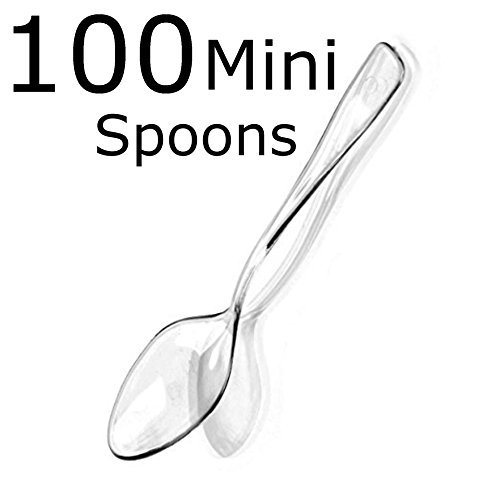 Zappy 100 Clear Plastic Mini Spoons 3.75' Plastic Spoon Small Spoon Great Dessert Spoon or Ice Cream Spoon Disposable Plastic Spoons Mini Tasting Spoons Dessert Spoons Flatware Appetizer Spoons (100)