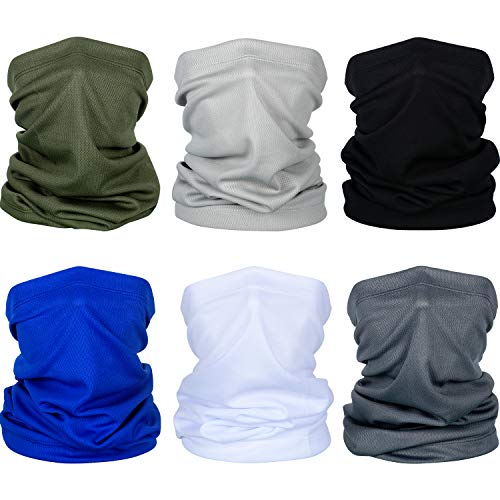 6 Pieces Summer Face Cover UV Protection Neck Gaiter Scarf Sunscreen Breathable Bandana (Adult Size)