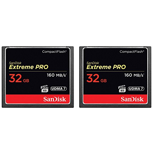 2-Pack of Sandisk Extreme PRO CompactFlash 32GB Memory Card (Total 64 GB), UDMA 7, Up to 160 MB/s Read Speed