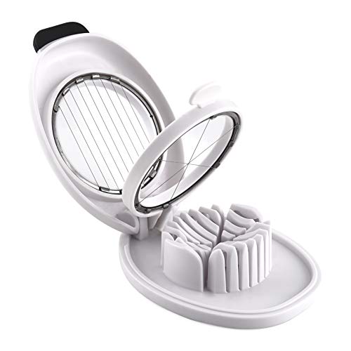 Egg Slicer for Hard Boiled Eggs,Easy to Cut Egg into Slices, Wedge and Dices, Sturdy ABS Body with Stainless Steel Wires,Non-slip Feet,Dishwasher Safe, BPA Free(WHITE)
