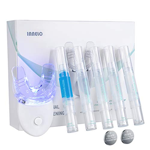 INNELO Teeth Whitening Kit with LED Light, Fast-Result Teeth Whitener with 4x5ml Teeth Whitening Gel Refill Pens, 1x5ml Desensitizing Gel Syringes,Professional Teeth Bleaching Kit with Silicone Tray