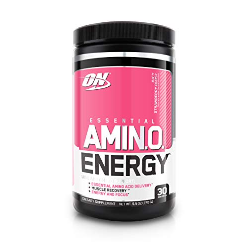 Optimum Nutrition Amino Energy - Pre Workout with Green Tea, BCAA, Amino Acids, Keto Friendly, Green Coffee Extract, Energy Powder - Juicy Strawberry Burst, 30 Servings
