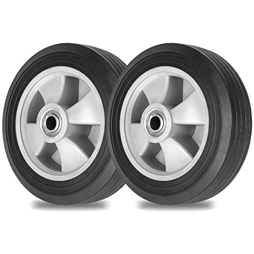 AR-PRO (2- Pack) Heavy Duty Solid Rubber Replacement tire 8' x 2.25'' Width with a 5/8' axle for Hand Trucks, Wheelbarrows, Dollies, Trolleys and More – Run Flat with 580 lbs Max Load