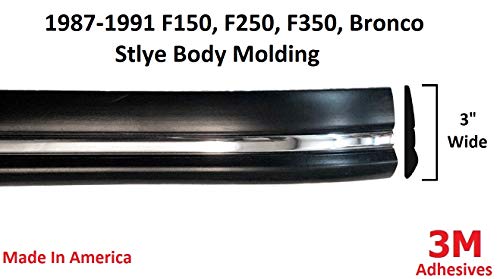 Automotive Authority LLC Replacement Black Chrome Side Body Trim Molding for 1987-1991 F150, F250, F350, Bronco - 3' (Full Roll - 24 ft)