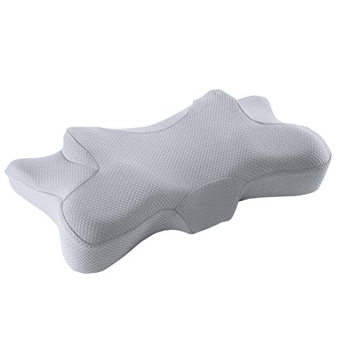 MARNUR Cervical Pillow Memory Foam Orthopedic Pillow for Neck Pain Relief Ergonomic Pillow for Back Sleepers Side Sleepers and Stomach Sleepers (24.2 x 13 x 4.52 inch/Grey Pillow case Included)