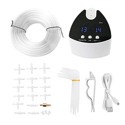 Automatic Watering System, New Upgraded Self Irrigation Kit with Electronic Water Timer, 33 FTs Tube, Automatic Drip Watering System for Gardens, Balconies, Hanging Baskets, Potted Plants (Triangle)