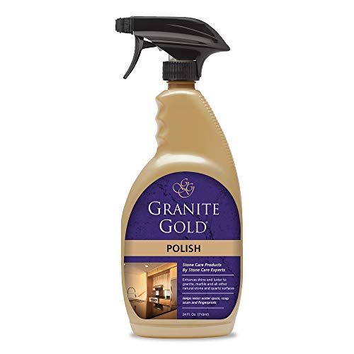 Granite Gold Polish Spray Maintain Shine, Luster and Resist Water Spots, Soap Scum and Fingerprints on Granite, Marble, Quartz, Natural Stone Surfaces-Made in the USA, 24 Ounces