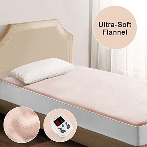 MaxKare Heated Mattress Pad Electric Underblanket Soft Coral Velvet,10 Heat & 9 Timer Auto Off Settings ETL Certification Overheating Protection Relief Tense Muscle, Machine Washable & Dryer, Twin