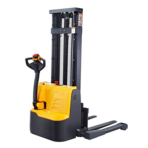 SOVAN'S Fully Powered Drive and Lift Electric Stacker with Straddle Legs 2200 lbs Capacity 118“ Lift Height, Adjustable Forks Material Lift
