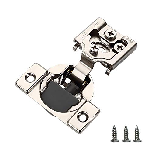 Furniware 10 Pieces Soft Closing Cabinet Hinges, 3/4' Overlay Cabinet Hardware Hinges Nickel Plated- 105 Degree