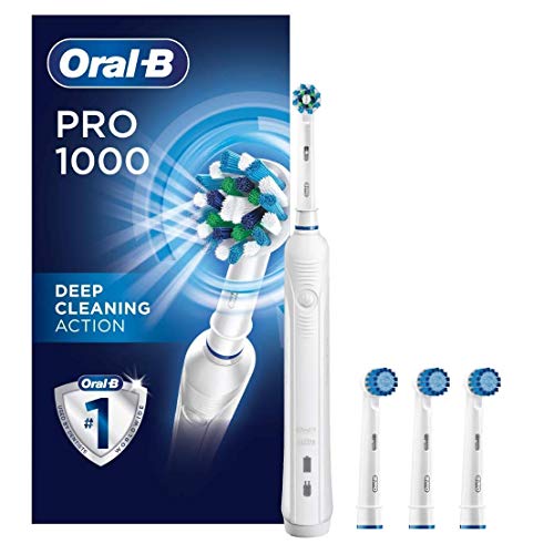 Oral-B Pro 1000 Power Rechargeable Electric Toothbrush Powered by Braun and Sensitive Gum Care Electric Toothbrush Replacement Brush Heads Refill, 3 Count