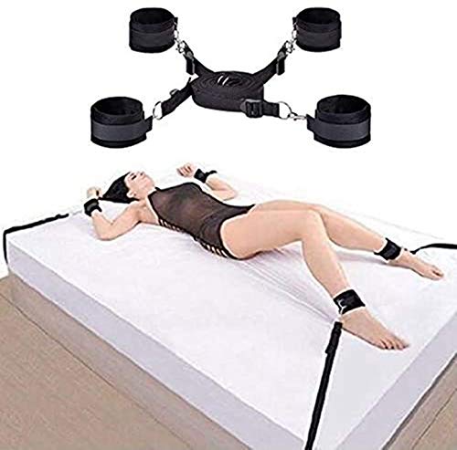 Adjustable Bed Rêštráints Hàňdcùffs for Sê&x Play Women Couples Straps Kit Set with Fluffy Wrist and Ankle Cuffs Fits Almost Any Size Mattress