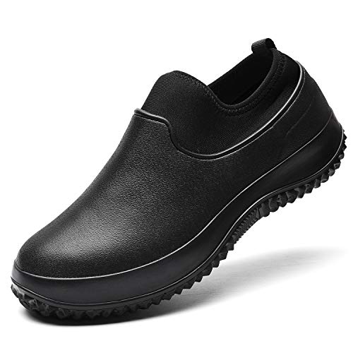 RomenSi Unisex Waterproof Garden Shoes Womens Ankle Rain Boots Mens Lawn Care Gardening Footwear（Black US Women 7 B（M） Men 6 D(M)
