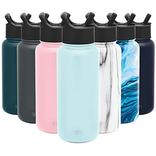 Simple Modern Insulated Water Bottle with Straw Lid 1 Liter Reusable Wide Mouth Stainless Steel Flask Thermos, 32oz, Seaside