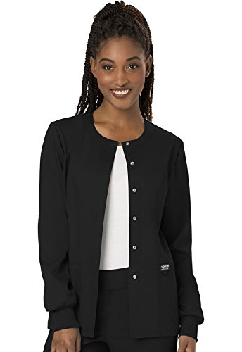 Cherokee Women's Snap Front Warm-up Jacket, Black, Large