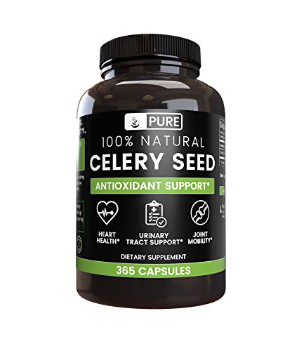 100% Natural Celery Seed, 630mg, 6 Month Supply, No Rice Filler or Magnesium Stearate, 630 mg Pure Celery Seed with No Additives, Made in USA