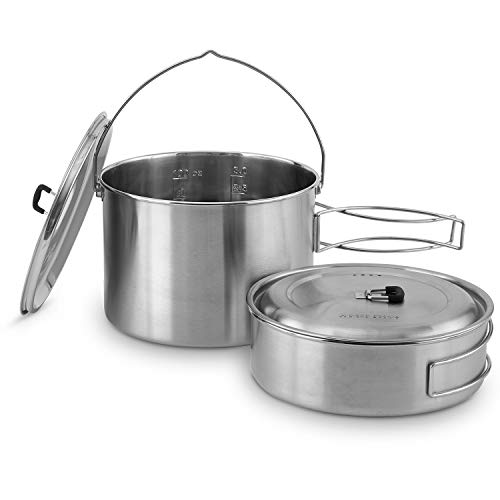 Solo Stove 2 Pot Set: Stainless Steel Companion Pot Set Campfire. Great for Backpacking, Camping, Survival